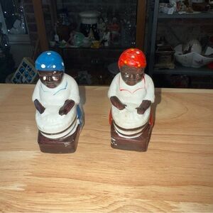 Vintage Ceramic Figurines Woman Americana red dress